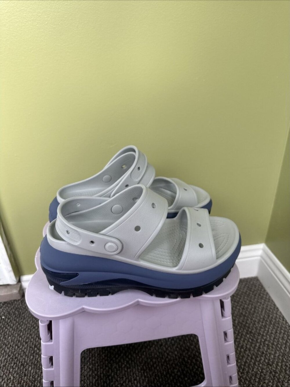 Crocs All Terrain Clogs Gray Blue Rugged Strap Sandals Mens 7 Womens 9